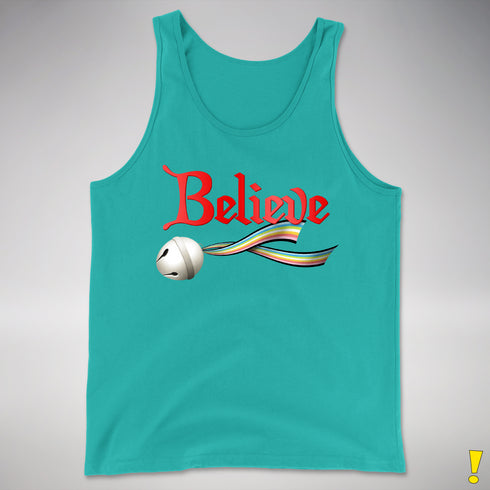 Believe Queer Pride Flag Jingle Bell Premium Tank Top - Teal